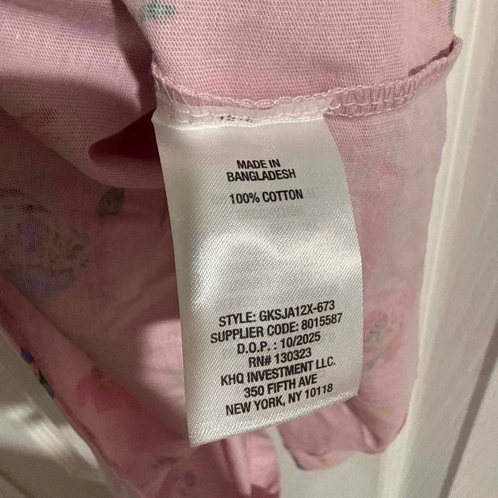 Gap Kids Girls Pink Floral Ruffle Flutter Sleeve Cotton T-Shirt Size L 10/12
